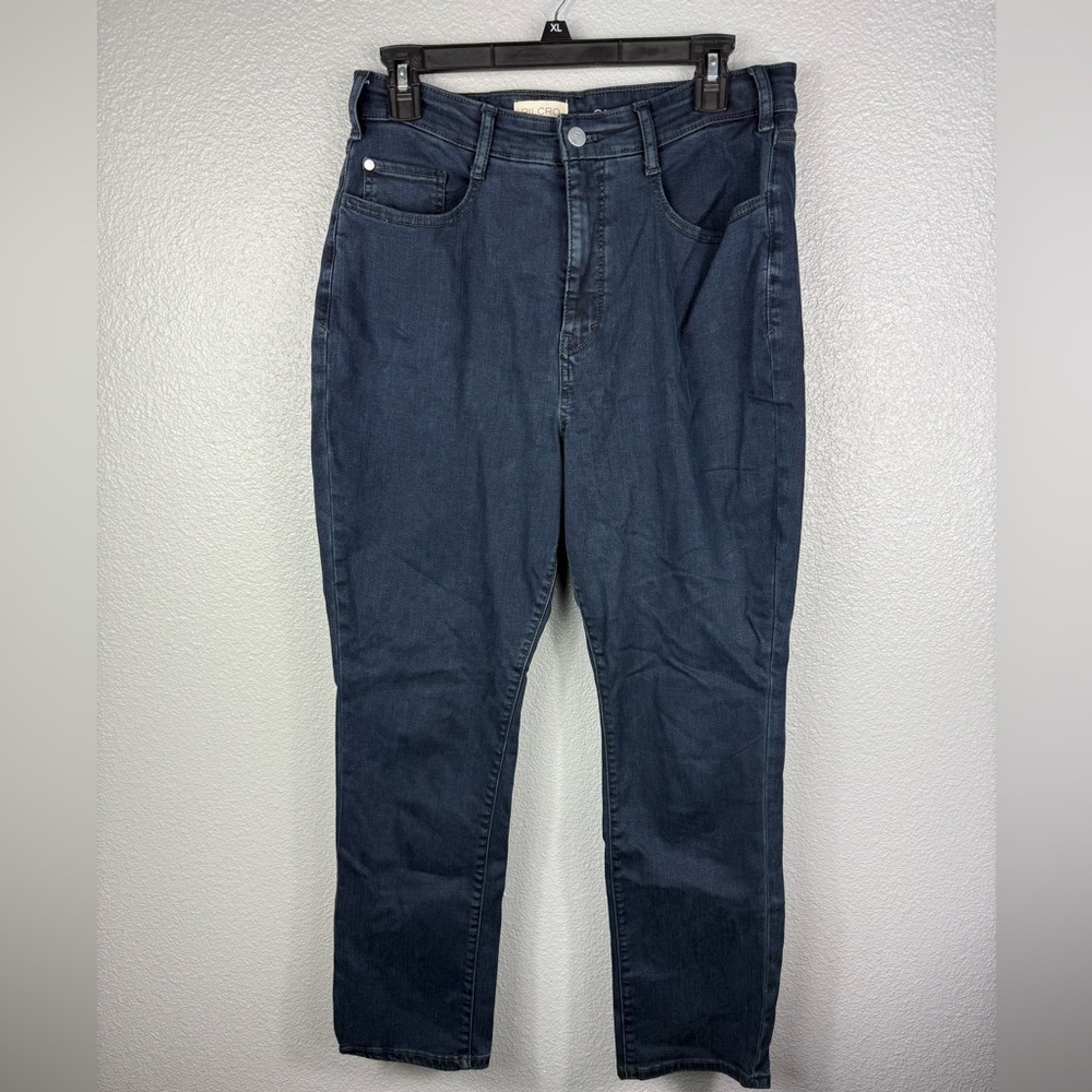Pilcro Anthropologie Jeans Women’s 31 Dark Blue Wash Straight Leg Causal Stretch